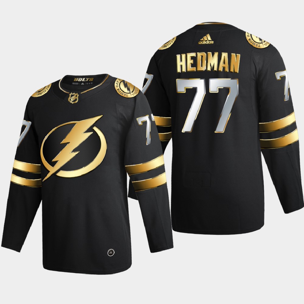 Tampa Bay Lightning #77 Victor Hedman Men Adidas Black Golden Edition Limited Stitched NHL Jersey->tampa bay lightning->NHL Jersey